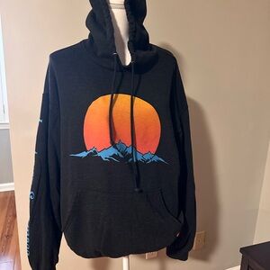 Aviator Nation Black Hoodie with Sunset Graphic
